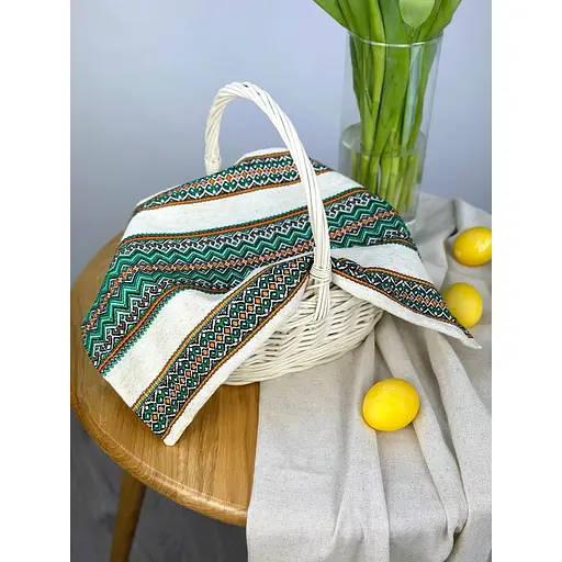 Пасхальное полотенце льняное для корзины Рандеву 45х30 см Зеленый