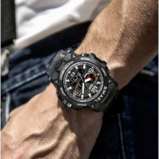 Водостойкие тактические кварцевые часы Smael Tank black - фото 6