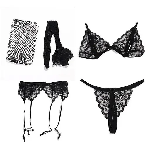 Комплект панчіх зі стильним поясом чорний XS S (K0224-1) - фото 5