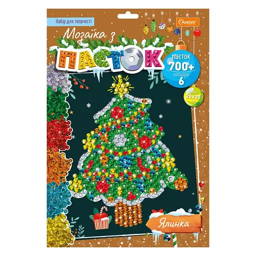Набір для творчості мозаїка з паєток "Ялинка" Апельсин НТ-37-01 - фото 1