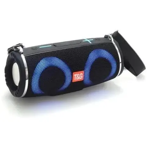 Портативна бездротова Bluetooth-колонка T&G TG642 з потужним звучанням LED-підсвіткою та ремінцем для перенесення Чорний - фото 1
