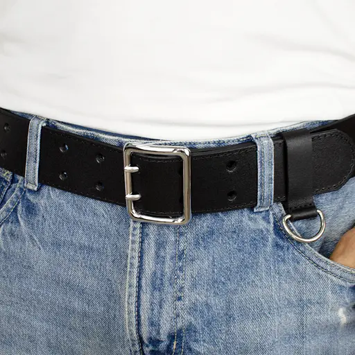 Ремень мужской кожаный широкий черный JK-5080 (120 см) - фото 7