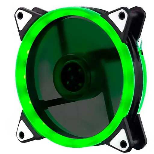 Кулер корпусной Voltronic sleeve fan 3pin + 4pin - 120мм, 12V, 1100об/мин, Green, двухсторонний