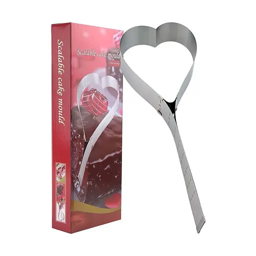 Розсувна форма для випікання та збирання тортів з нержавіючої сталі у вигляді серця 15-30 см, Kitchen Master Сірий 85288 - фото 2