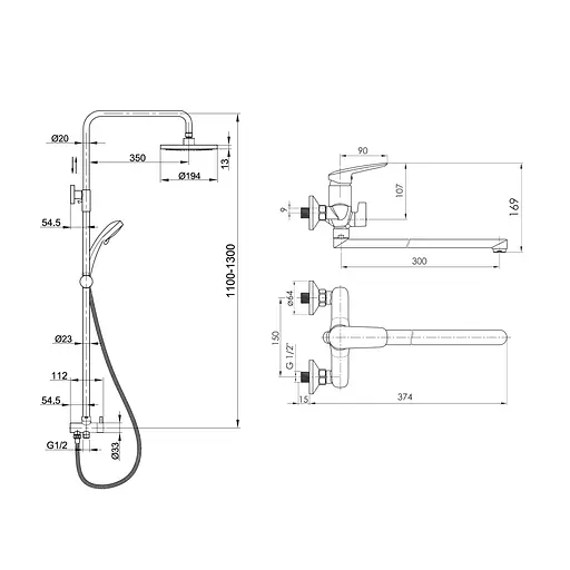 Змішувач для ванни PRAHA new + душова система без змішувача (35030 new+T-15084) хром Imprese SET20220124 Хром - фото 2