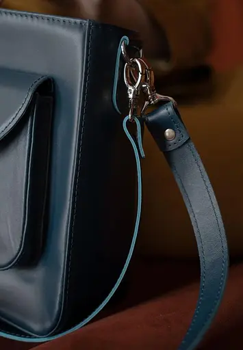 Жіноча шкіряна сумка Stella темно-синя - фото 4