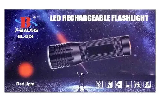 Ліхтар ручний на акумуляторі Bailong BL-B24 червоне світло 3 режими роботи вологостійкий корпус Чорний - фото 6