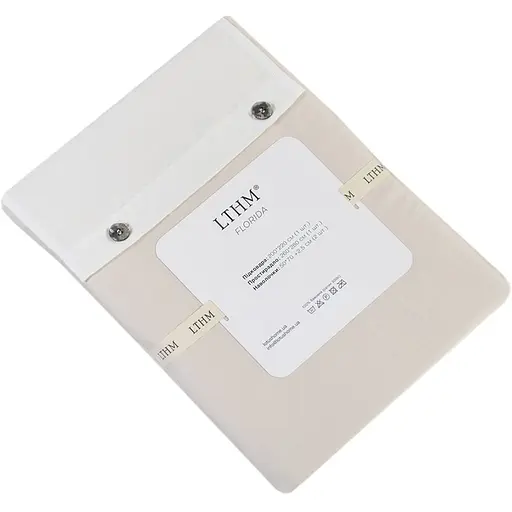 Постільна білизна Lotus Home Florida євро сатин premium 300ТС бежева (svt-2000022351294) - фото 5