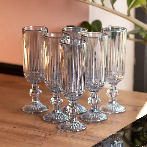 Набор бокалов для шампанского Yiwu 6 шт. по 160 мл, голубой HP-19-67 - фото 4