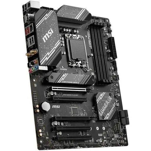 Материнская плата MSI LGA1700, B760 Gaming PLUS WIFI, B760, 4xDDR5, Int.Video (CPU), 4xSATA3, 2xM.2, 2xPCI-E 16x 4.0, 3xPCI-E 16x 3.0, ALC897, RTL8125BG, WiFi 6E, Bluetooth 5.3, 8xUSB3.2/6xUSB2.0, HDMI/DP, ATX - фото 4