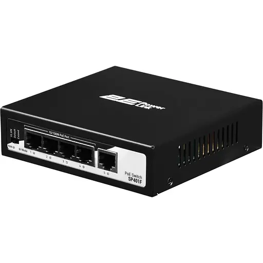Коммутатор 2E Network active 2E PowerLink SP401F 4xFE PoE+, 1xFE Uplink, 55Вт (2E-SP401F-2) - фото 3
