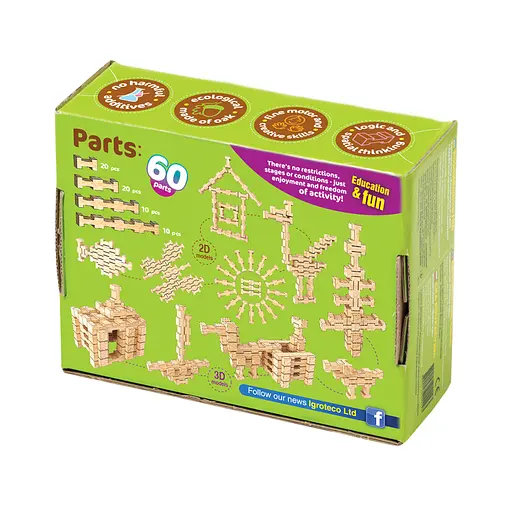 Деревянный конструктор Фантазия Igroteco 900057 60 деталей - фото 2