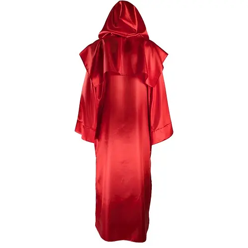 Балахон червоний атласний з капюшоном - фото 4