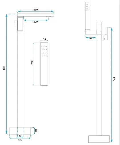 Змішувач для ванни Rea Tery brushed gold підлоговий REA-B5307 Золотий - фото 5