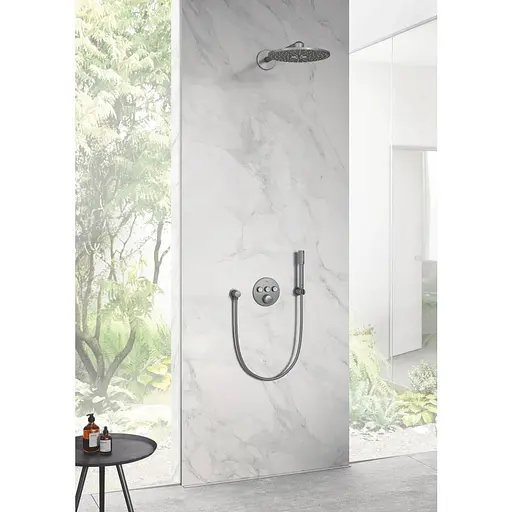Верхний душ с душевым кронштейном 430 мм, 2 режима струи Grohe Rainshower 310 SmartActive 26475AL0, Графит - фото 2
