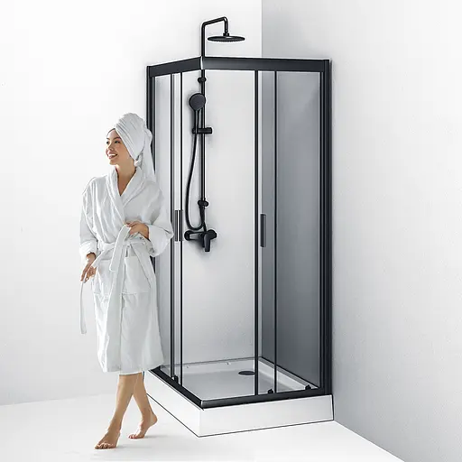 Душевая кабина Am.Pm Gem 100x80 см без поддона black matt W90UG-404-100280-BT, Черный матовый, Универсальная, прозрачная - фото 6