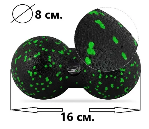 Набір для масажу та йоги PowerPlay PP_4097 (Ролик 30*10 + 2-ва мячі) Green + гумка 5.5 кг (PP_4097_Green) - фото 7