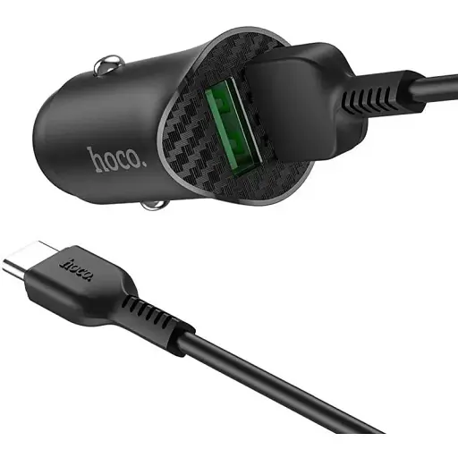 Авто Зарядний пристрій швидке 2USB Hoco Z39 QC3.0 + кабель Type-C - фото 1