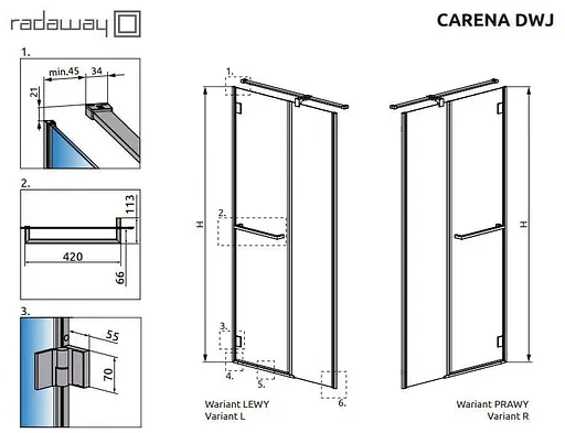 Душові двері Radaway Carena DWJ 120 см 34332-01-01NL - фото 4