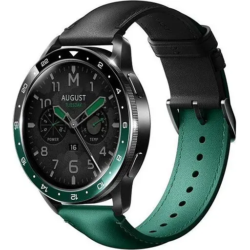 Ремінець шкіряний Tamister для годинника Xiaomi Watch 2/ 2Pro/ S4/ S3/ S2/ S1 22 мм Black-green