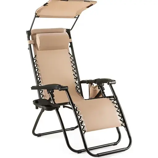 Шезлонг лежак Outtec Zero Graviti Sun раскладной с крышей беж - фото 4