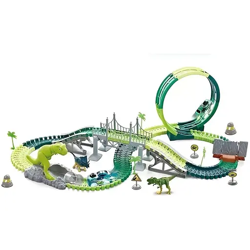 Трек 365 світло, звук, дино майданчик, 193 елементи, довжина треку 395 см, аксесуари, в коробці