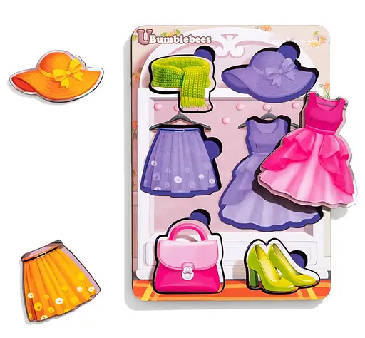 Дерев'яний пазл "Одяг - 2" (фон із підказкою), 16*12*0,6см