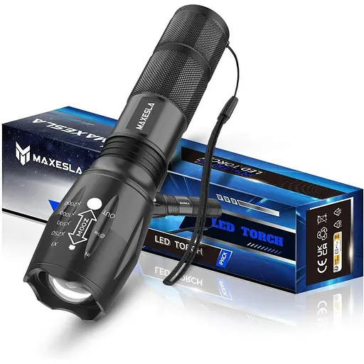 Світлодіодний ліхтарик Maxesla 2000 люмен Подарунки для чоловіків Папа Діти, зумовані факели Led Супер'яскравий ліхтарик