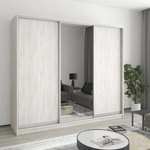 Шафа-купе тридверна MebelStar Комбо AL 2ДСП/Дзеркало 240x45x210 см Аляска сірий (MBS-3236)