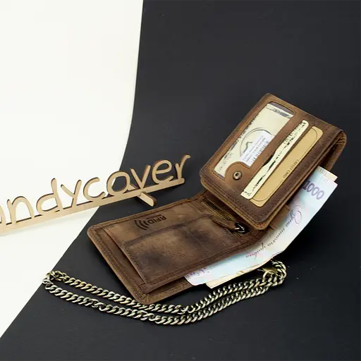 Мужской кожаный кошелек с мотоциклом коричневый Always Wild N992C-VIN-M - фото 3