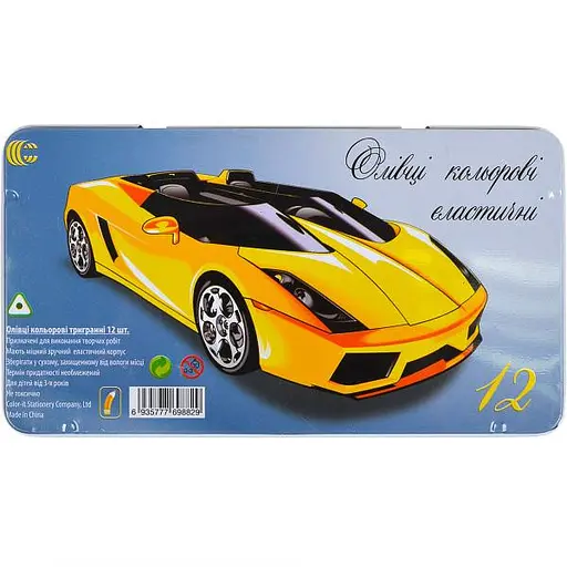 Олівець 12 кольорів CRМ555-12 Metal elastico "С" Машинка