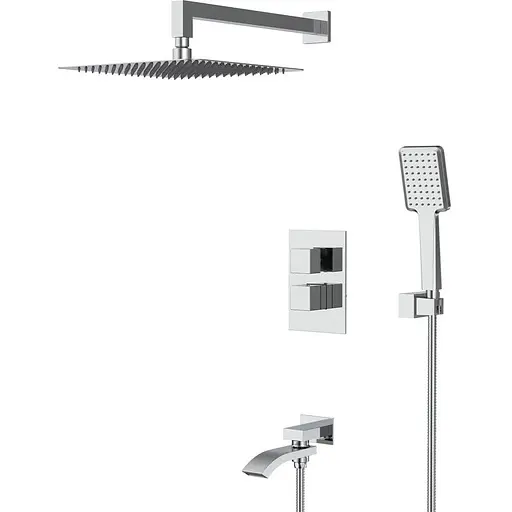 Душова система прихованого монтажу Gappo G7107-40, вилив - перемикач на лійку, 3-функції, хром - фото 1