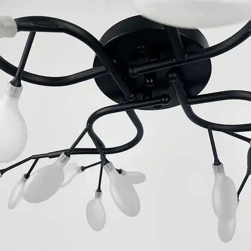 Люстра стельова з пелюстками на 28 ламп в чорному корпусі | Line F | Арт. N686/28C стельова BK FR - фото 3