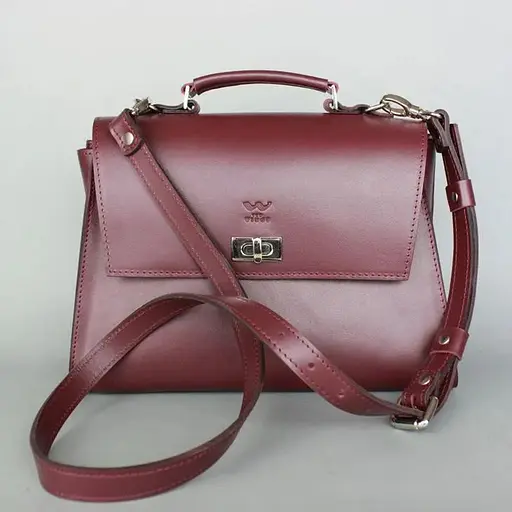 Жіноча шкіряна сумка Classic бордова - фото 1