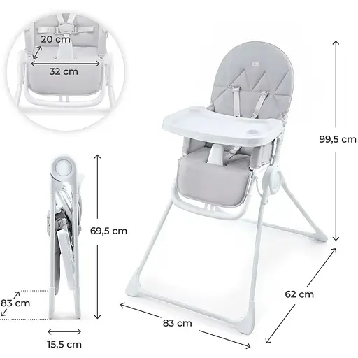 Стільчик для годування Kinderkraft Binci Light Grey (KHBINC00LGR0000) - фото 5