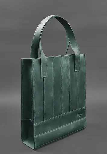 Шкіряна жіноча сумка шоппер Бетсі зелена - фото 3