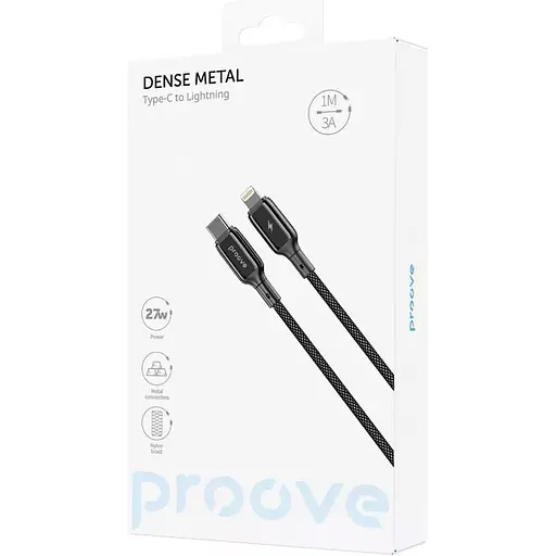 Кабель Proove Dense Metal USB-С to Lightning 27W 1m Black(CCDM27002101) [130316] - фото 5