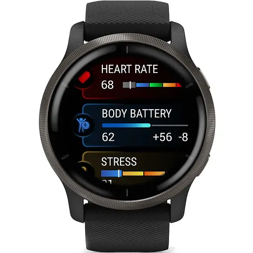 Смарт-часы Garmin Venu 2 Slate Stainless Steel Bezel with Black Case and Silicone Band (010-02430-11/01) [63415] - фото 2