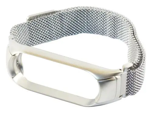 Ремешок металлический на магните для Xiaomi Mi Band 5/6 Metal Melanese Loop, серебристый - фото 1