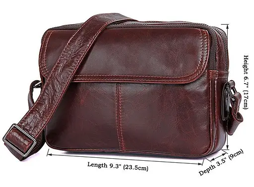 Кожаная мужская сумка через плечо John McDee 23.5х9х17 см sum0025919 - фото 7