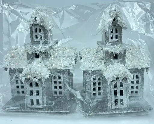 Домик декоративный новогодний деревянный 6х11х18 см серебро Dashuri 28124303