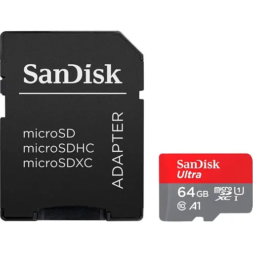 Карта памяти 64Gb microSDXC (UHS-1) SanDisk Ultra class 10 A1 (140Mb/s) (adapter SD) (SDSQUAB-064G-GN6IA) - фото 1