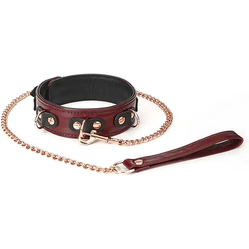 Ошейник с поводком Liebe Seele Wine Red Collar and Leash
