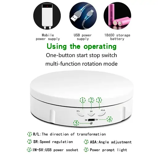 Поворотний стіл Puluz EDA001416201B 14см White [86238] - фото 3