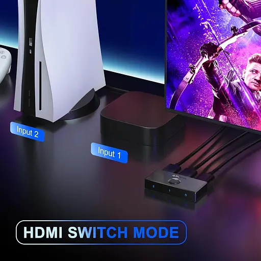 HDMI-переключатель 4K 60 Гц, PORTTA двунаправленный 2.0-переключатель 2 в 1 выходной разветвитель 1 в 2 выхода концентратор HDR HDCP2 - фото 6