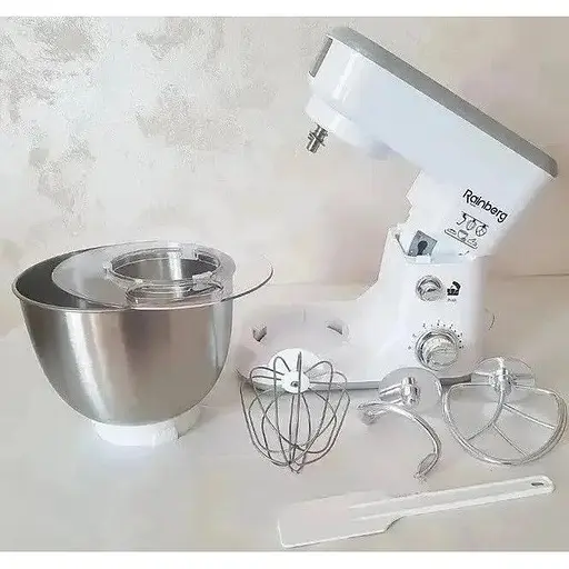 Стационарный миксер тестомес Rainberg RB-8082 с металлической чашей планетарное вращение 5л 3200Вт Белый - фото 8