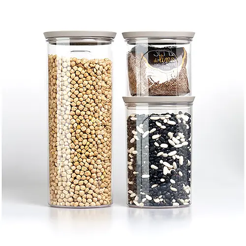 Кругла ємність для зберігання продуктів TOSСA 0.7л, біло-синя (55401) - фото 4