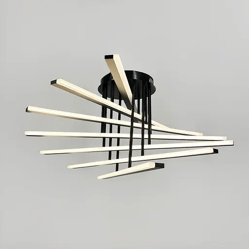 Потолковая черная люстра на 7 ярусов световых палок 80х40 см | Ст. F 607-800 BK | Line F - фото 5
