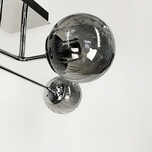 Сучасна стельова люстра в хромі на 4 графітових плафони | Арт. 2693/4 (new) CH+GR | Line F - фото 2