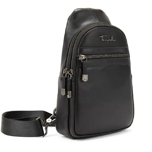 Шкіряний чоловічий чорний слінг через плече Tavinchi TV-SM8-830A